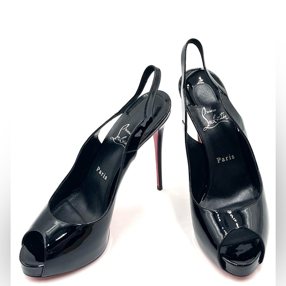 Christian Louboutin Hot Chic 120 Patent Leather Slingback Pumps - Picture 3 of 11